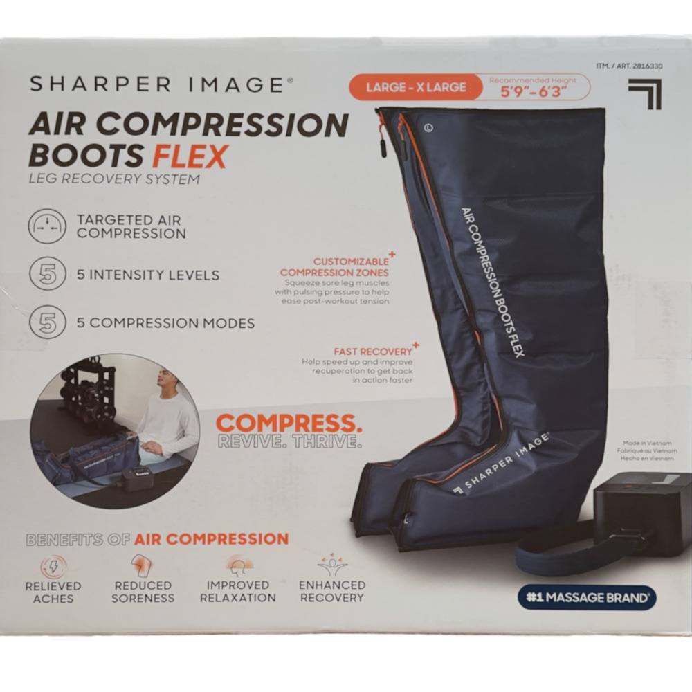 Sharper Image Air Compression Boots Flex Leg Recovery System L/XL New Open Box
